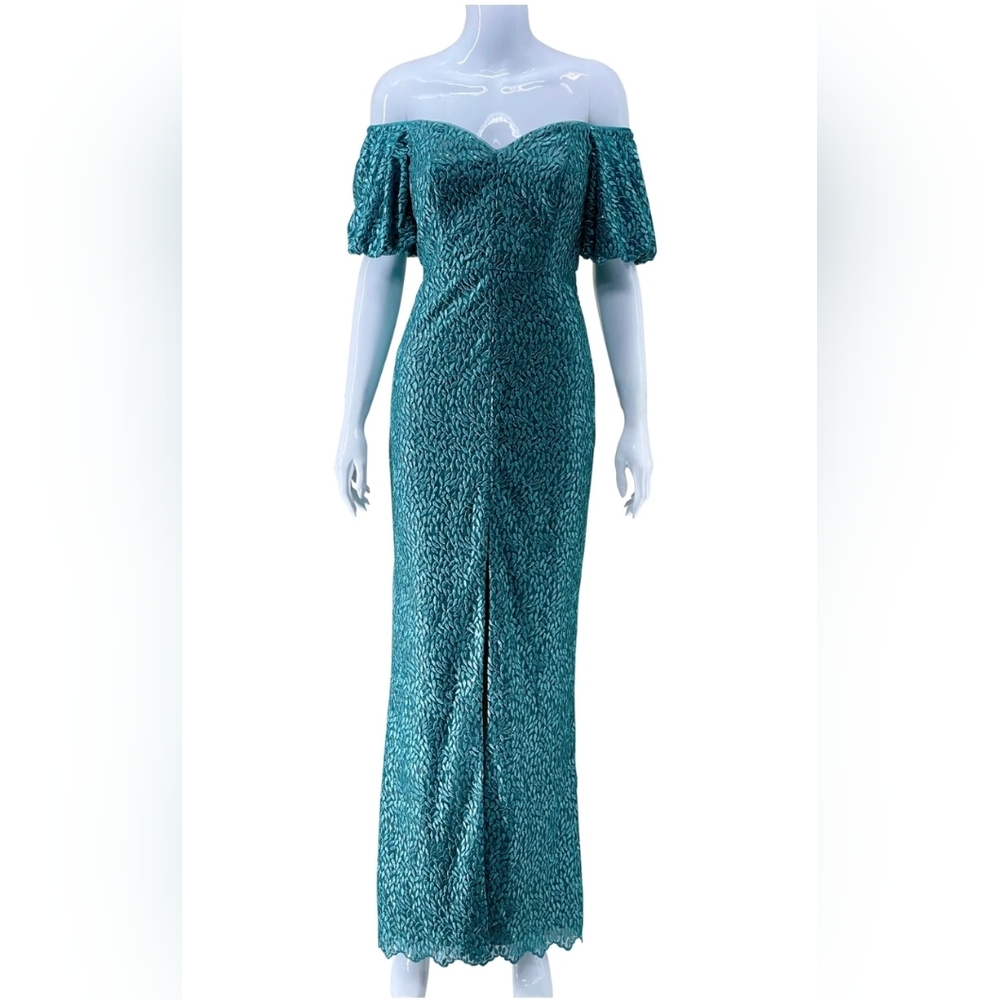 Aidan Mattox Teal Off-Shoulder formal dress/gown
